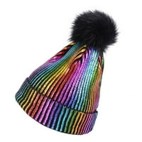 iopqo beretke unise solidna boja vruće žigosanje pinstrip pleteni šešir topli modni pamučni šešir multikolor