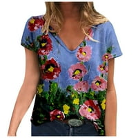 Dressy vrhovi za žene Fit ženska modna casual plus veličine Scenic Cvijeće Ispis okruglog vrata T-majice