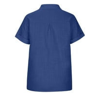 Buigttklop Ženski vrhovi, ženski vrhovi majica na čvrstom gumbu ženka v-izrez labava majica bluza