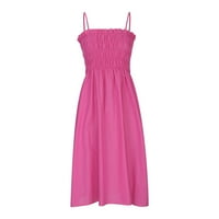 Ležerne ljetne haljine za žene Djevojke haljine haljine haljine haljina za posadu lagana vruća ružičasta