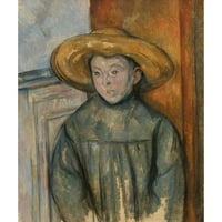 Paul Cézanne crna modernog uokvirenog muzeja Art Print pod nazivom - dječak sa slamnim šeširom