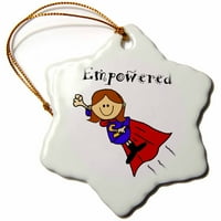 Smiješno slatko osnaženo žensko superheroj Flying Cartoon Snowflake Porcelanski ukras ORN-307667-1