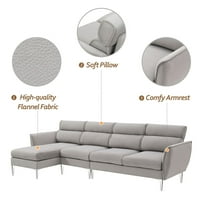 Kauč sa kaučem na kauču kauč Flannel L-oblik na kauču na kauču sa reverzibilnim kaišem i zadebljanim