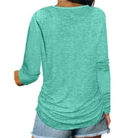 Košulje za vježbanje za žene s dugim rukavima V-izrez čvrstog zatvarača za zatvaranje jesenjim pulover