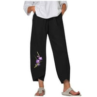 Ženske hlače Sawvnm Ženske ljetne ležerne pamučne pamučne pantalone za ispis za žene