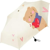 Crtani medvjedi kišobran za kišu i sunce, ultraljubičasti lagani sunčani i kompaktni prenosni sklopivi