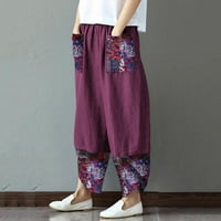 Ženske hlače široke ležerne nepravilne noge pamučni patchwork labavi ispis čvrste boje modne casual