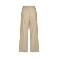 Ženske ravne široke lanene pantalone cvjetne pantalone Ljeto Capri hlače Ležerne prilike labave pantalone