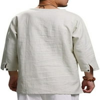 Pamučna posteljina Henley majica za muške dugih rukava Hippie Casual Beach T majice Labavi fit henleys