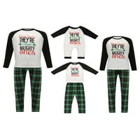 Frobukio Božićna porodica koja odgovara pidžami postavila je slovo s dugim rukavima karirane hlače Loungewear Spavaća noćna odjeća crna zelena mama-s