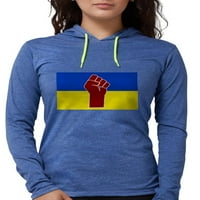 Cafepress - ukrajinska zastava sa majicom s pesnicom s dugim rukavima - košulja sa kapuljačom žene