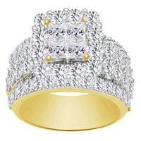 Princeza i okrugli rez bijeli prirodni dijamantski modni angažman prsten u 10K žutom zlatnom prstenu
