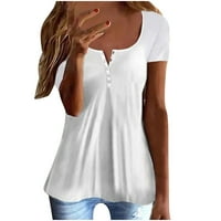 Caveitl ženski modni vrhovi, modni ženski ljetni uzročni čvrsti kratki rukav V-izrez Top bluza majica