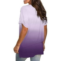 Akklian ženski kratki rukav vrhovi gradijentne bluze V-izrez Labavi majica