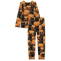 Pumpkins Lantern Halloween Cat Comfort Spavaća odjeća za žene Nighthown, Ležerne prilike Pajama donje