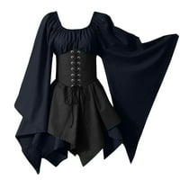 Yinguo za ženske haljine za haljinu košulje trube s korzetom Tradicionalna haljina Žene Gothic Retro