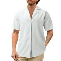Muški pamučni majica muško ljetno casual puni preklopni majica kratki rukav isključite bluzu košulje