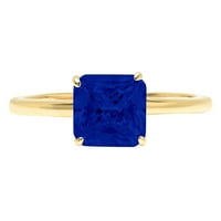 2.0ct Asscher Cut simulirani plavi safir 18K žuti zlatni godišnjički zaručnički prsten veličine 4,5