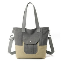 Platno Tote torbica za žene, vintage crossbody rame Mala torba, više džepna torba za radnu torbu - siva