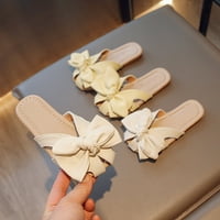 DMQupv papuče za djevojčice veličine šuplje zatvoreno luk ukrašene otvorene pete vanjske sandale plaže sandale djevojke u zatvorenim cipelama cipele žute 13.5