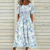 Odjeća dame Ljeto Ležerne prilike, printirani kratki rukav kružni Blue XL