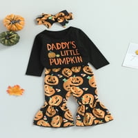 Wassery Baby Girls Halloween Outfits Postavilo je dugi rukavska pisma za ispis dukserice bundeve za
