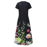 Summer Plus Veličina haljina za žene Modni tiskani kratki rukav Okrugli izrez A-line Duljina za odmor