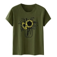 Žene Ljeto Slatko cvjetni buket suncokret vaza Grafička casual majica za odmor Top habanja za žene