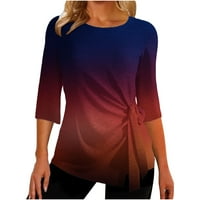 Bluze za žene plus veličine rukav posad na vrhu majica majica gradijent zastrašujuće pulover vrhove
