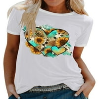 GLONME DAMIES majica za majicu THORT THICE CREW CATT Ljetni vrhovi Radni modni tunički bluza Ležerne