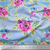 Soimoi plavi pamuk poplin tkanina odlazi i ružičaste cvjetne akvaretne tkanine otiske sa dvorištem širom