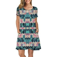 Haljine za prodaju čišćenja za žene O-izrez Multicolor Ispiši s Elegantna casual mini haljina Plaža