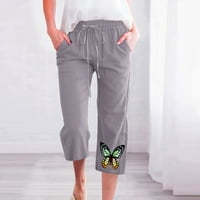 Ravne pantalone za noge Žene moći Žene Ležerne prilike elastične labave hlače Ravne široke pantalone za noge sa džepom Žene labave hlače Moda za žene Ženske hlače