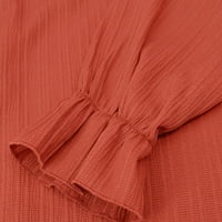 Vrhovi za žene ljetne duge ruff rukave ležerne prilike pulover sa jednim bojama
