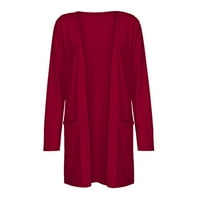 Knosfeške vinsko jesene džempere za žene otvorene prednje dugih rukava casual plus veličine Cardigan