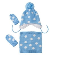 Dress Choice Toddler Winter Hat Set Girls Fleece obloženi pleteni šešir šal mittens beba topla mekana