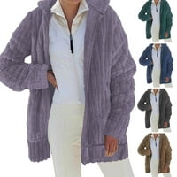 Ženski kaput Ženski kaput ultra debeli patentni zatvarač na dugim rukavima, pune boje, pune boje, držite
