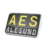 Porcelein Pin Aerodrište Aerodrom za Alesund Revel značku - Neonblond