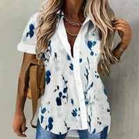 Lilgiuy Women kauzalna ispis bluza kratka rukavica s majicom ljetni gumb vrhovi pada moda za proljetnu