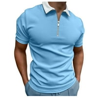 Labakihah majica za muškarce Men Casual Soild patentni patentni košulja Okrenite bluza za ovratnik kratki