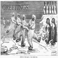 Božić: polarni medvjedi. N'OOPING sezone na Sjevernom polu. ' Ilustracija crkve Frederick Stuart, 1875.
