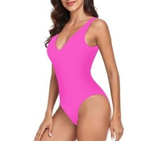 Ženska stilski ispisani komforni labavi kupaći kostim, ležerni povremeni V-izrez atraktivan