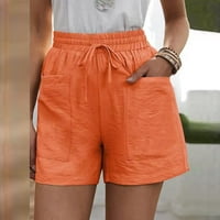 Rewentine ženske hlače sa širokim nogama visokih struka ravne hlače, ležerne pamučne kratke hlače narančasto