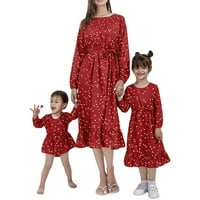 Wassery mammy i mi haljine Obiteljski odgovara odjeću Haljina mama djeteta Djevojke Dots Ispiši ruffle