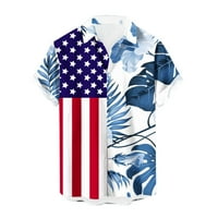 Odeerbi 4. jula Patriotska havajska majica za muškarce Ležerne prilike modne ovratnike TOPS tisak gumba