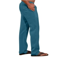 Njoeus posteljine hlače za muškarce muškarci Čvrsti povremeni elastični pojas džepom pamučne platnene