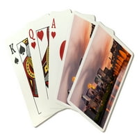 Minneapolis, Minnesota, Skyline na zalasku sunca, fotografija A-92732, Thertern Press, Premium Igranje kartice, Paluba za karticu s jokerima, Sjedinjene Američke Države