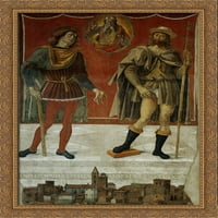 Saints Rocco i Romanee u pogledu na grad Deruta Veliki zlatni ukrašeni drv za platnu umjetnost Pietro