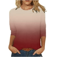 Daqian ženske košulje Ženska moda tiskana na rukavima srednje dužine Okrugli vrat casual vrhovi majica