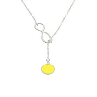Delight nakit silvertone Mali žuti emajl disk srebrni ton Elegantna beskonačnost Lariat ogrlica